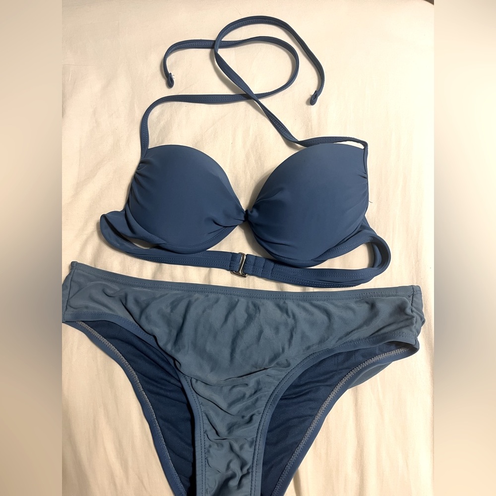 BLUE RUTCHED BIKINI SET